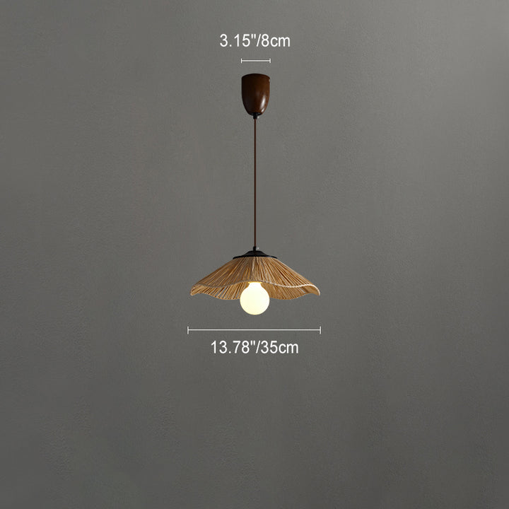 Traditional Chinese Umbrella Shape Grass Weaving Shade 1 - Light Pendant Light For Dining Room