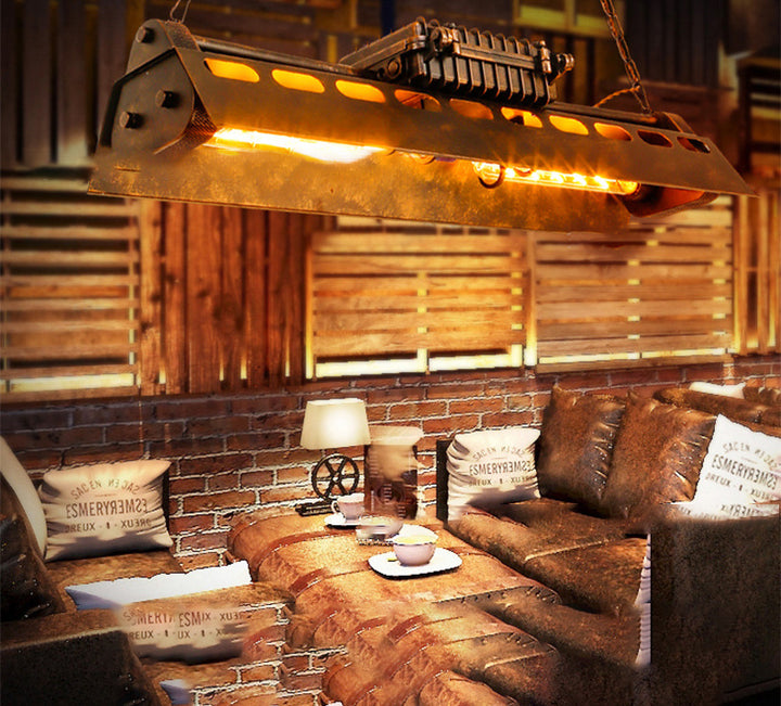 Lustre industriel contemporain en fer 4 lumières - Luminaire d'îlot pour salle à manger 