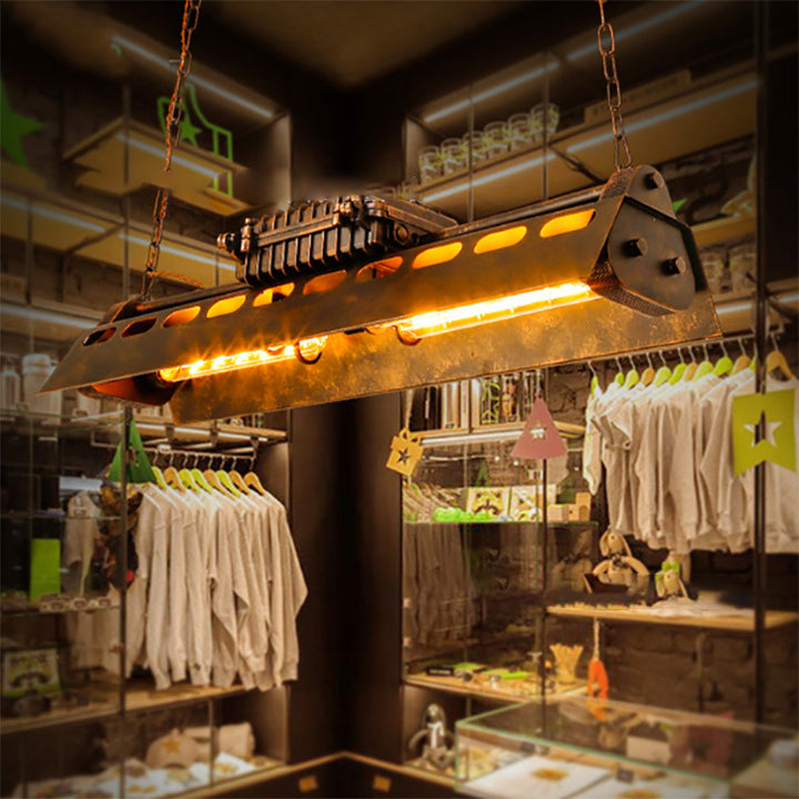 Lustre industriel contemporain en fer 4 lumières - Luminaire d'îlot pour salle à manger 