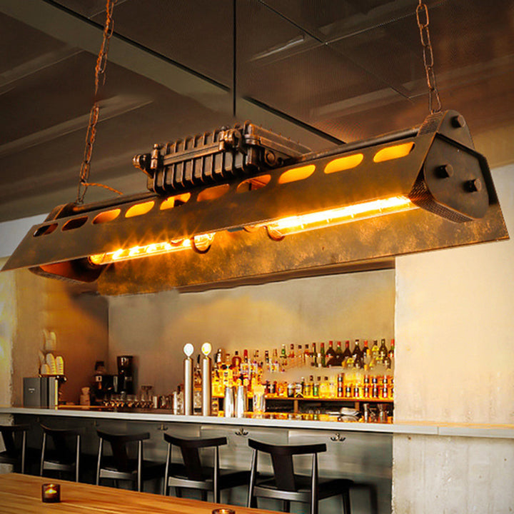 Lustre industriel contemporain en fer 4 lumières - Luminaire d'îlot pour salle à manger 