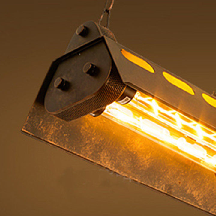Lustre industriel contemporain en fer 4 lumières - Luminaire d&
