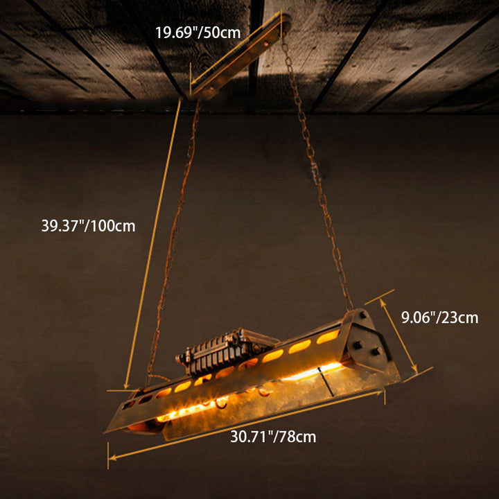 Lustre industriel contemporain en fer 4 lumières - Luminaire d'îlot pour salle à manger 