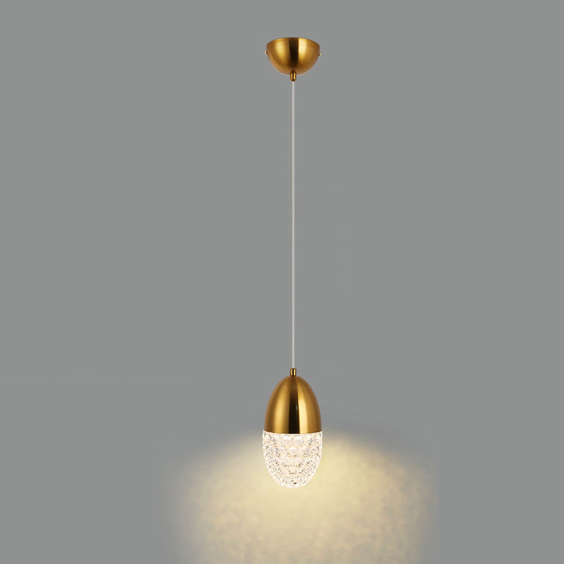 Modern Simplicity Oval Hardware Glass LED Pendant Light For Dining Room