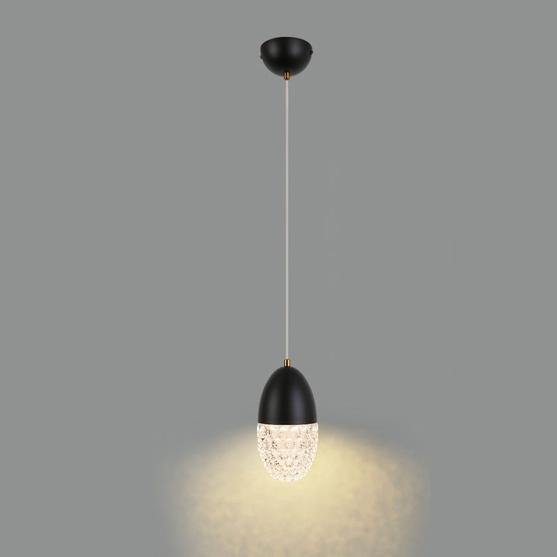 Modern Simplicity Oval Hardware Glass LED Pendant Light For Dining Room
