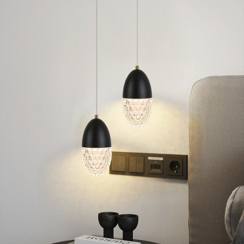 Modern Simplicity Oval Hardware Glass LED Pendant Light For Dining Room