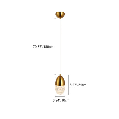 Modern Simplicity Oval Hardware Glass LED Pendant Light For Dining Room