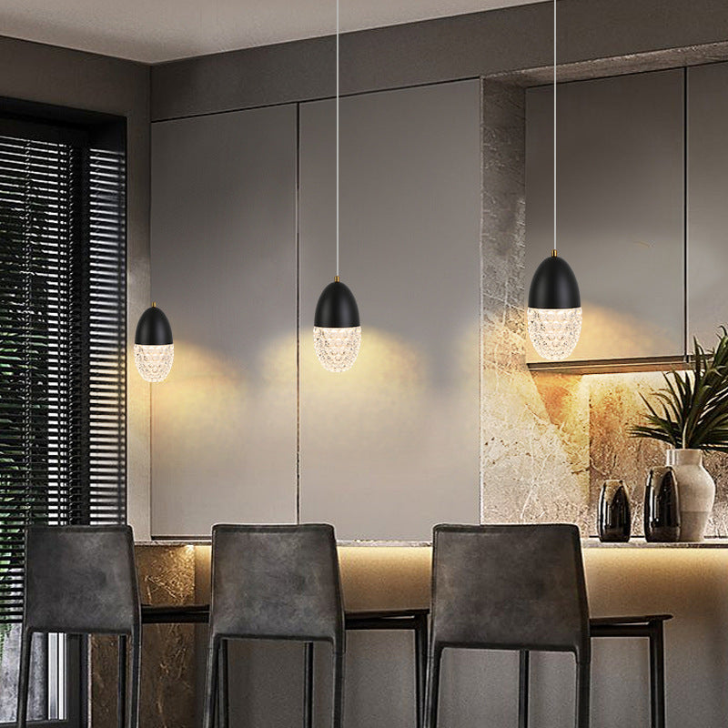 Modern Simplicity Oval Hardware Glass LED Pendant Light For Dining Room