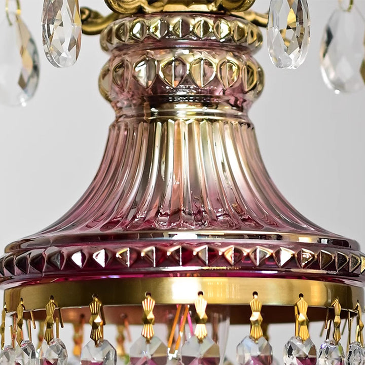Luz colgante tradicional francesa de cobre y cristal de 1 luz para sala de estar 
