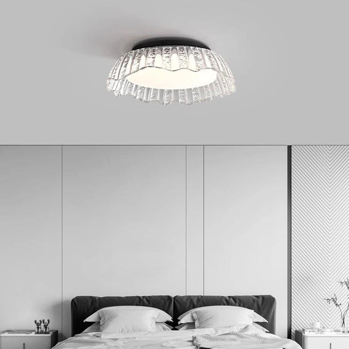 Modern Simplicity Aluminum Resin Bowl Shape LED Flush Mount Ceiling Light For Bedroom