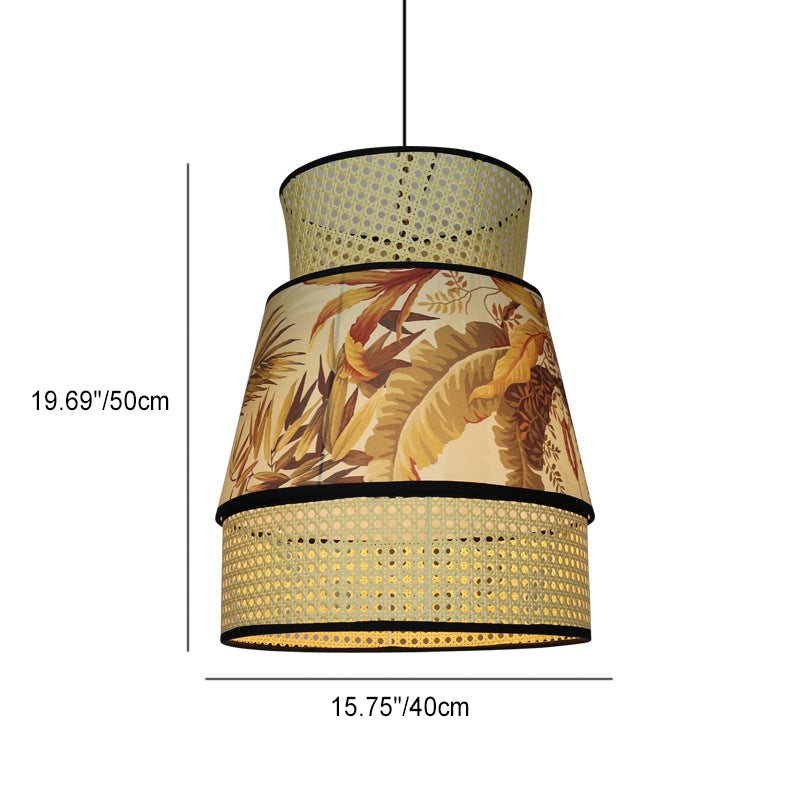 Traditionelle chinesische Rattan Stoff Malerei 1 - Licht Pendelleuchte für Esszimmer 