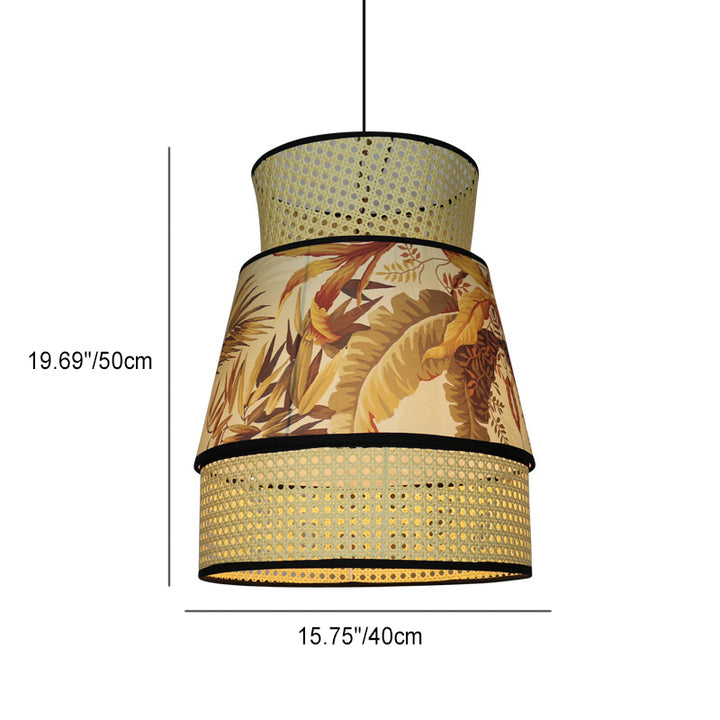 Traditionelle chinesische Rattan Stoff Malerei 1 - Licht Pendelleuchte für Esszimmer 