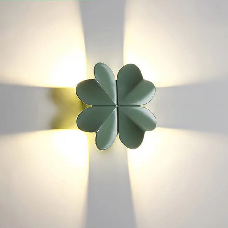 Contemporary Creative Four Leaf Clover Aluminum Waterproof LED Wall Sconce Lamp For Outdoor Patios