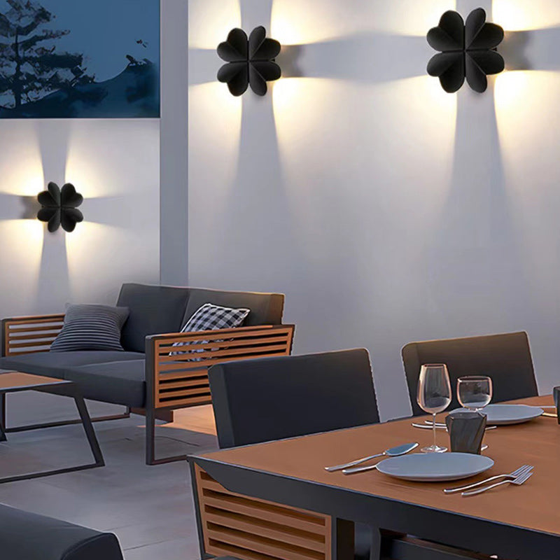 Contemporary Creative Four Leaf Clover Aluminum Waterproof LED Wall Sconce Lamp For Outdoor Patios