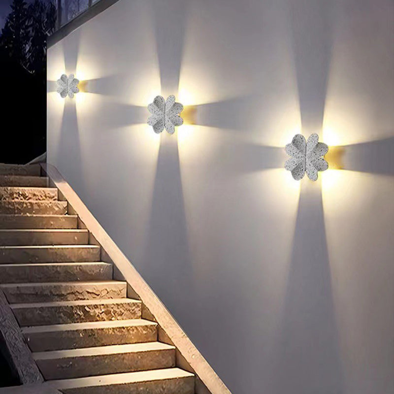 Contemporary Creative Four Leaf Clover Aluminum Waterproof LED Wall Sconce Lamp For Outdoor Patios