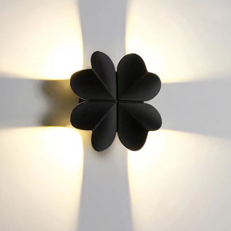 Contemporary Creative Four Leaf Clover Aluminum Waterproof LED Wall Sconce Lamp For Outdoor Patios