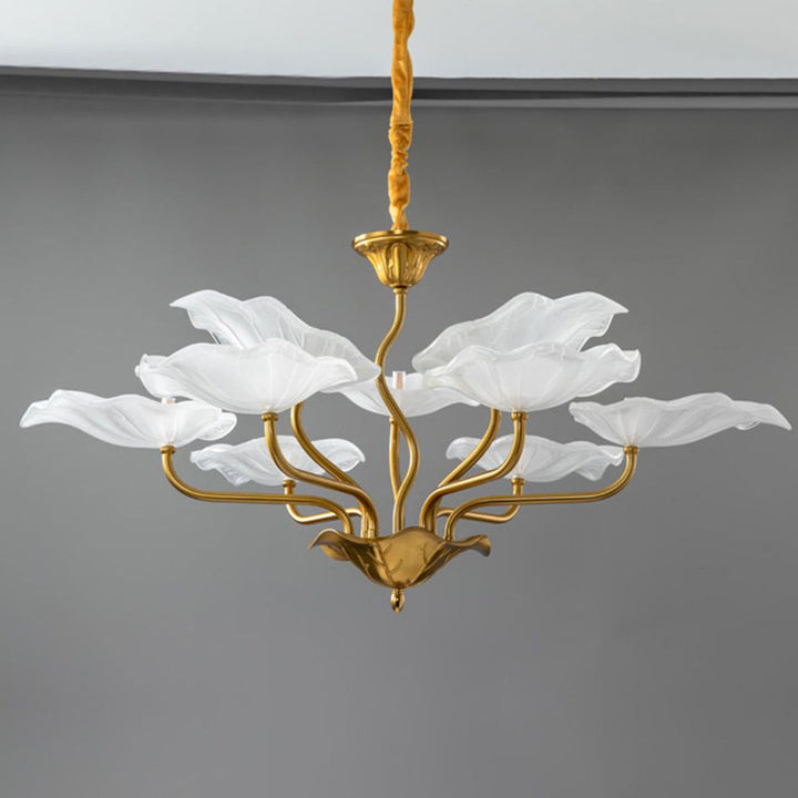 Lustre en cuivre avec lotus chinois traditionnel 6/9 - Lumières pour salle à manger 