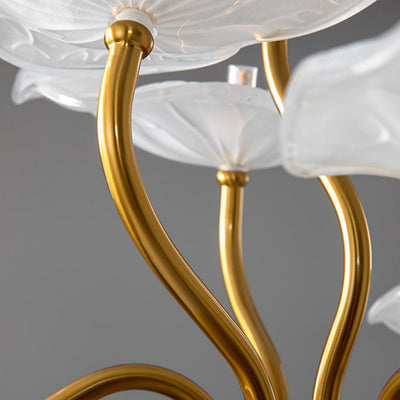 Traditional Chinese Lotus Copper Glass 6/9 - Light Chandelier For Dining Room