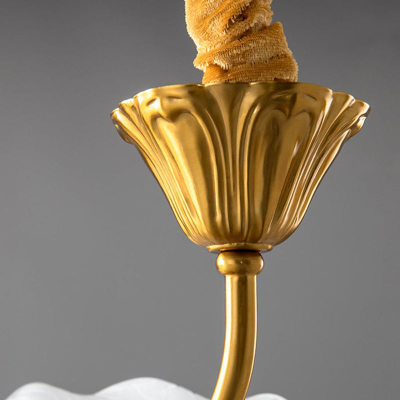 Lustre en cuivre avec lotus chinois traditionnel 6/9 - Lumières pour salle à manger 