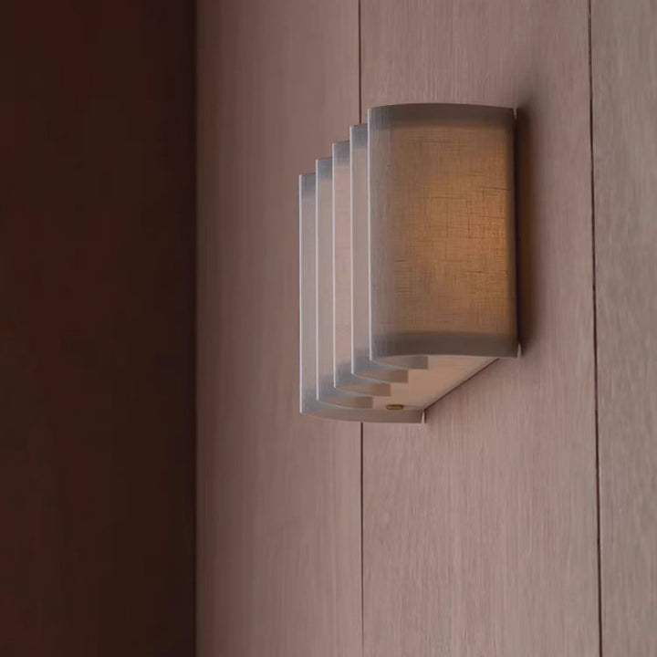 Modern Art Deco Rectangle Fabric LED Wall Sconce Lamp For Bedroom