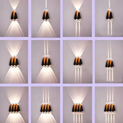 مصباح حائط LED مقاوم للماء من الألومنيوم بتصميم بسيط وحديث متعدد الأضلاع للباحات الخارجية 