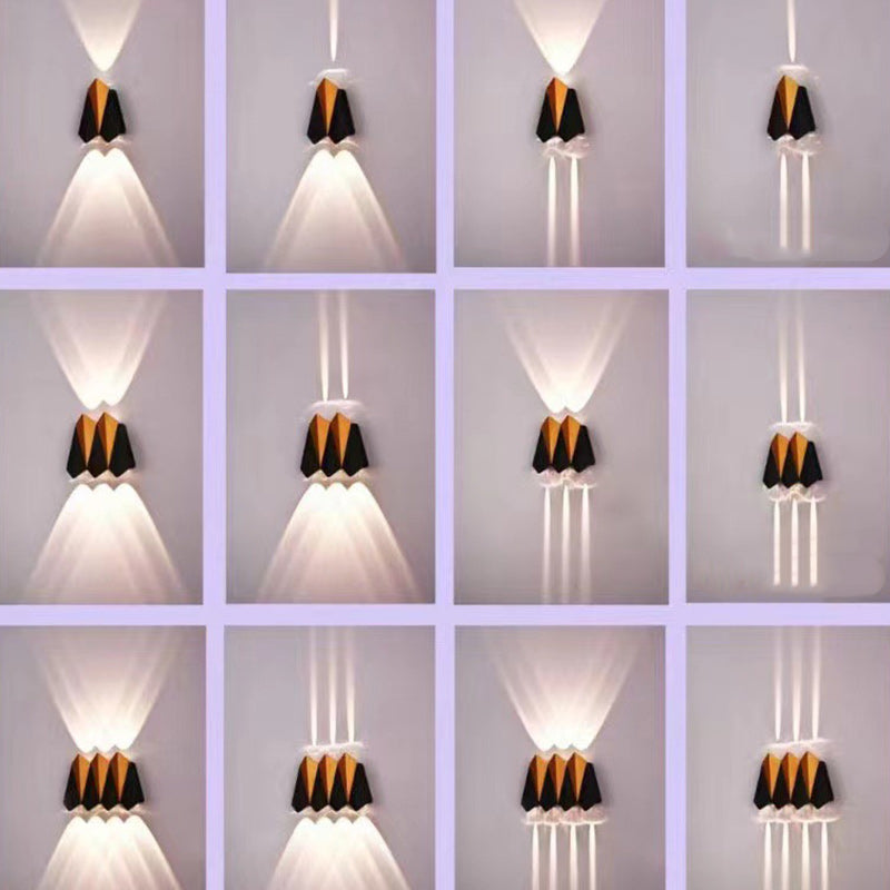 مصباح حائط LED مقاوم للماء من الألومنيوم بتصميم بسيط وحديث متعدد الأضلاع للباحات الخارجية 