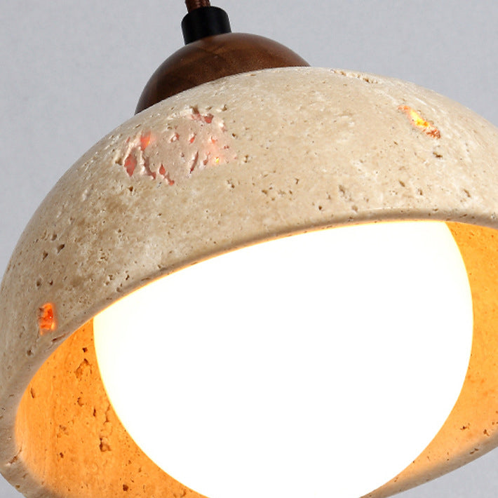 Applique murale moderne en travertin jaune et noyer 1 lumière pour chambre 