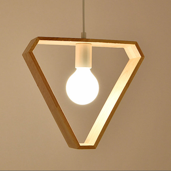 Geometría de Simplicidad Moderna Herrajes de Madera 1 - Lámpara Colgante de Luz Para Comedor 