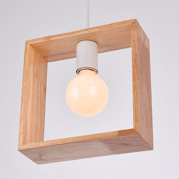 Geometría de Simplicidad Moderna Herrajes de Madera 1 - Lámpara Colgante de Luz Para Comedor 