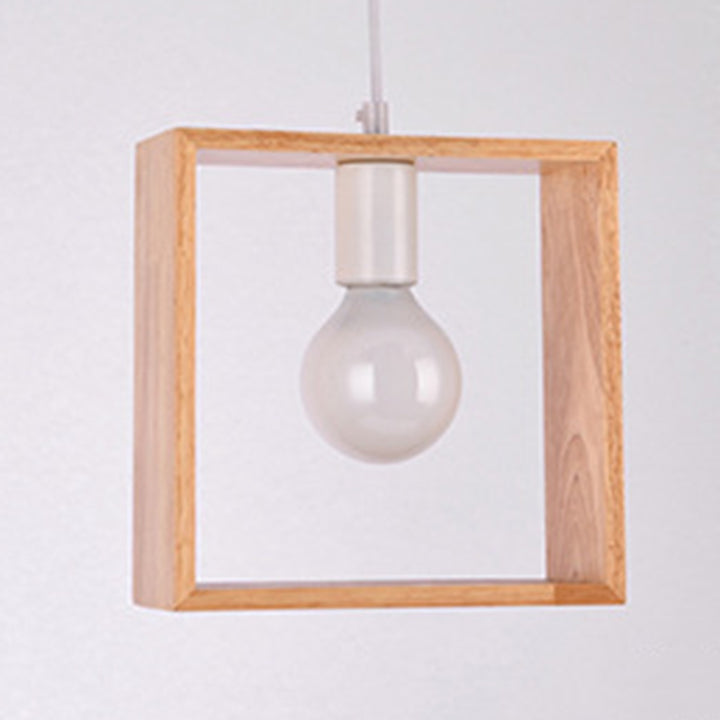 Geometría de Simplicidad Moderna Herrajes de Madera 1 - Lámpara Colgante de Luz Para Comedor 