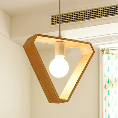 Modern Simplicity Geometry Wood Hardware 1 - Light Pendant Light For Dining Room