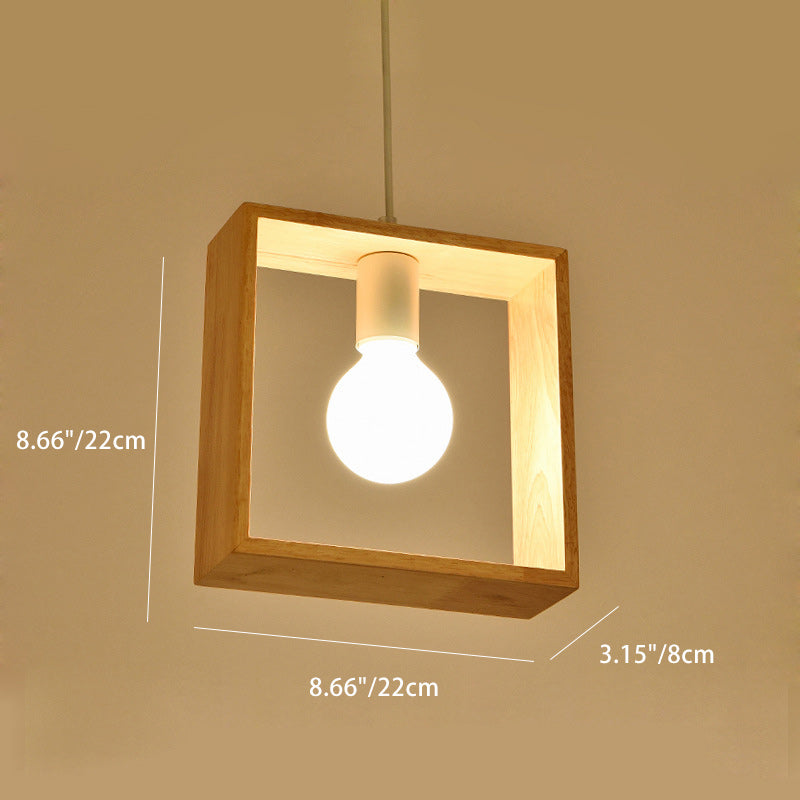Geometría de Simplicidad Moderna Herrajes de Madera 1 - Lámpara Colgante de Luz Para Comedor 