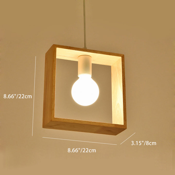 Geometría de Simplicidad Moderna Herrajes de Madera 1 - Lámpara Colgante de Luz Para Comedor 