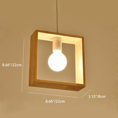 Modern Simplicity Geometry Wood Hardware 1 - Light Pendant Light For Dining Room
