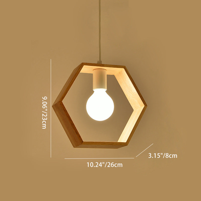 Geometría de Simplicidad Moderna Herrajes de Madera 1 - Lámpara Colgante de Luz Para Comedor 