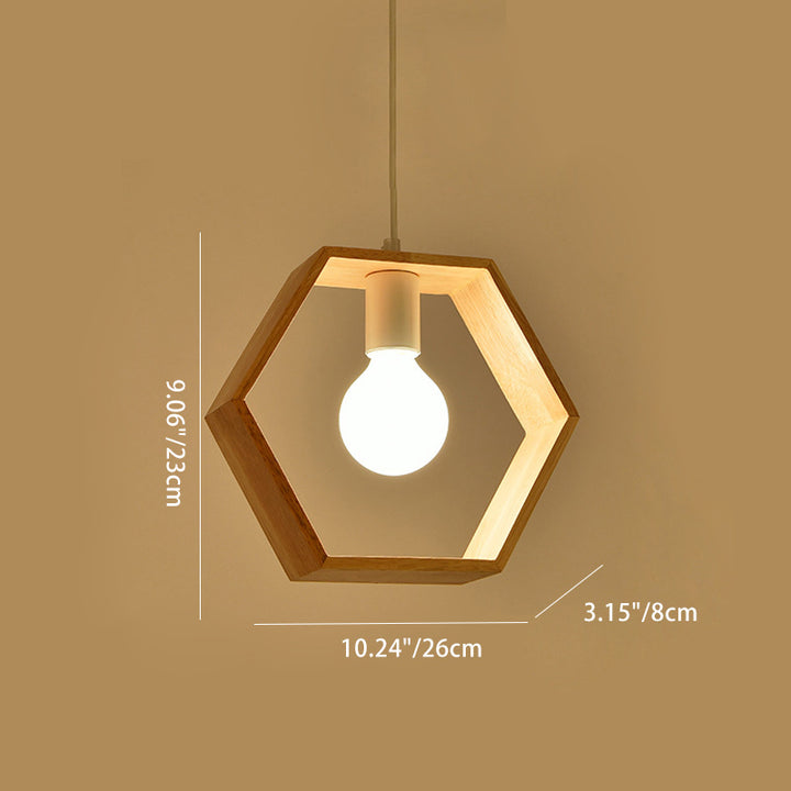 Geometría de Simplicidad Moderna Herrajes de Madera 1 - Lámpara Colgante de Luz Para Comedor 