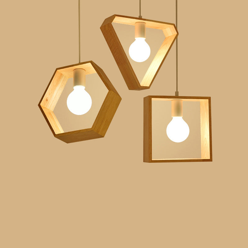 Geometría de Simplicidad Moderna Herrajes de Madera 1 - Lámpara Colgante de Luz Para Comedor 