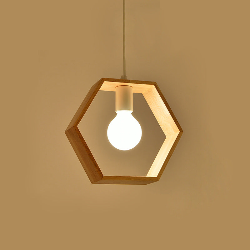 Geometría de Simplicidad Moderna Herrajes de Madera 1 - Lámpara Colgante de Luz Para Comedor 