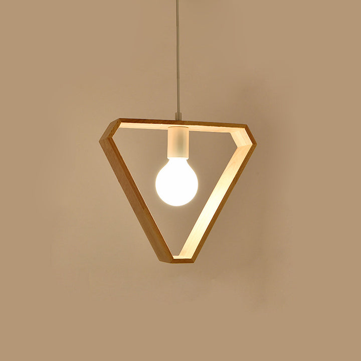 Geometría de Simplicidad Moderna Herrajes de Madera 1 - Lámpara Colgante de Luz Para Comedor 