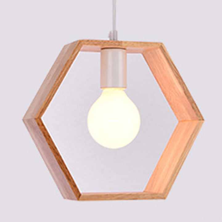 Geometría de Simplicidad Moderna Herrajes de Madera 1 - Lámpara Colgante de Luz Para Comedor 