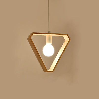 Modern Simplicity Geometry Wood Hardware 1 - Light Pendant Light For Dining Room