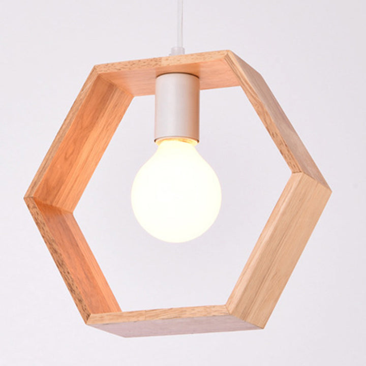Geometría de Simplicidad Moderna Herrajes de Madera 1 - Lámpara Colgante de Luz Para Comedor 