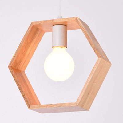 Modern Simplicity Geometry Wood Hardware 1 - Light Pendant Light For Dining Room