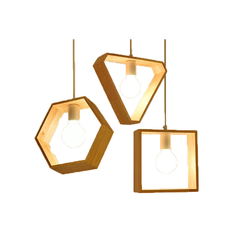 Geometría de Simplicidad Moderna Herrajes de Madera 1 - Lámpara Colgante de Luz Para Comedor 
