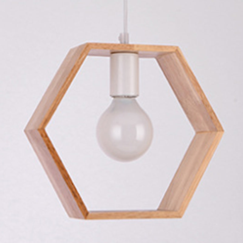Geometría de Simplicidad Moderna Herrajes de Madera 1 - Lámpara Colgante de Luz Para Comedor 