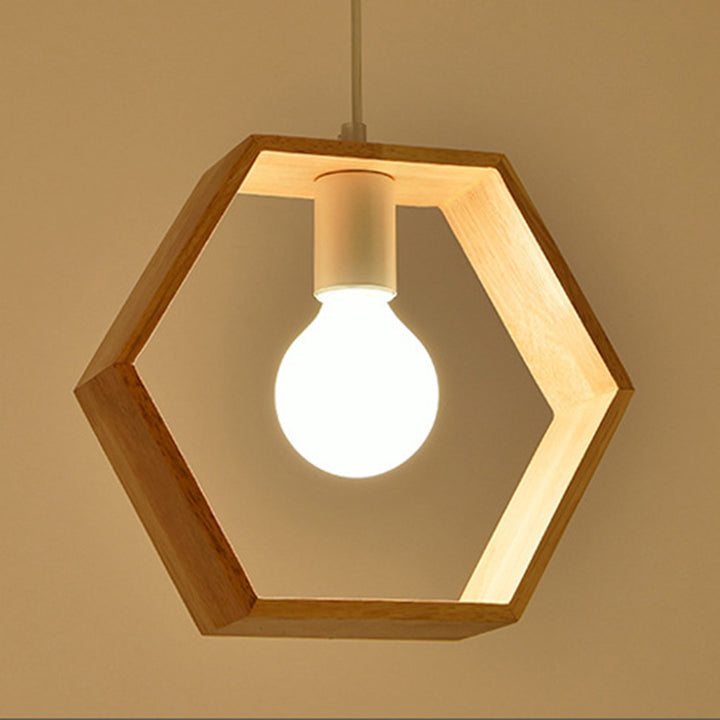 Geometría de Simplicidad Moderna Herrajes de Madera 1 - Lámpara Colgante de Luz Para Comedor 