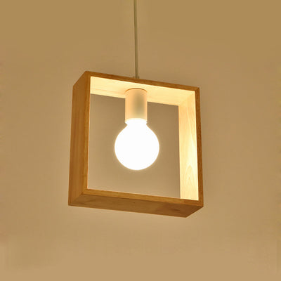 Modern Simplicity Geometry Wood Hardware 1 - Light Pendant Light For Dining Room