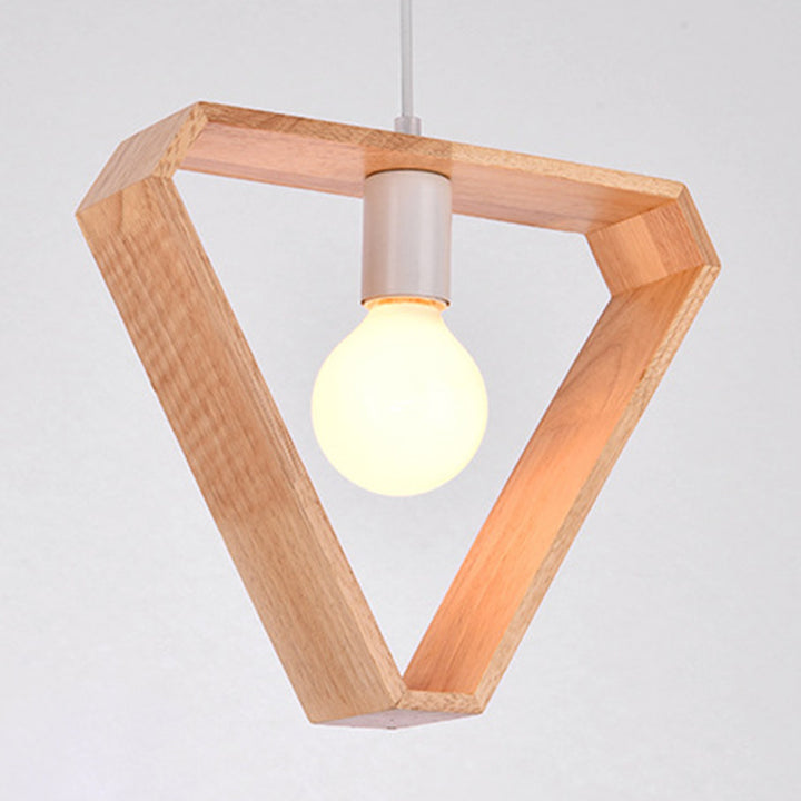 Geometría de Simplicidad Moderna Herrajes de Madera 1 - Lámpara Colgante de Luz Para Comedor 