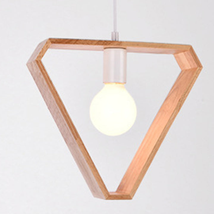 Geometría de Simplicidad Moderna Herrajes de Madera 1 - Lámpara Colgante de Luz Para Comedor 