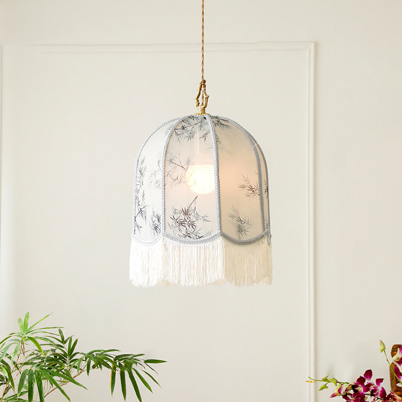Traditionelle chinesische Stickerei Stoff Eisen 1 - Licht Pendelleuchte für Wohnzimmer 