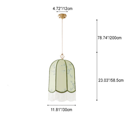 Traditionelle chinesische Stickerei Stoff Eisen 1 - Licht Pendelleuchte für Wohnzimmer 